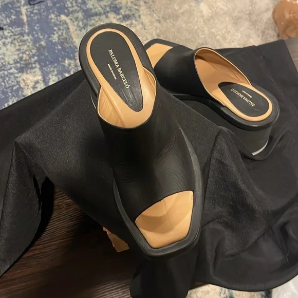 Paloma Barcelo made in Spain, black leather wedge, size 41 - Picture 7 of 12